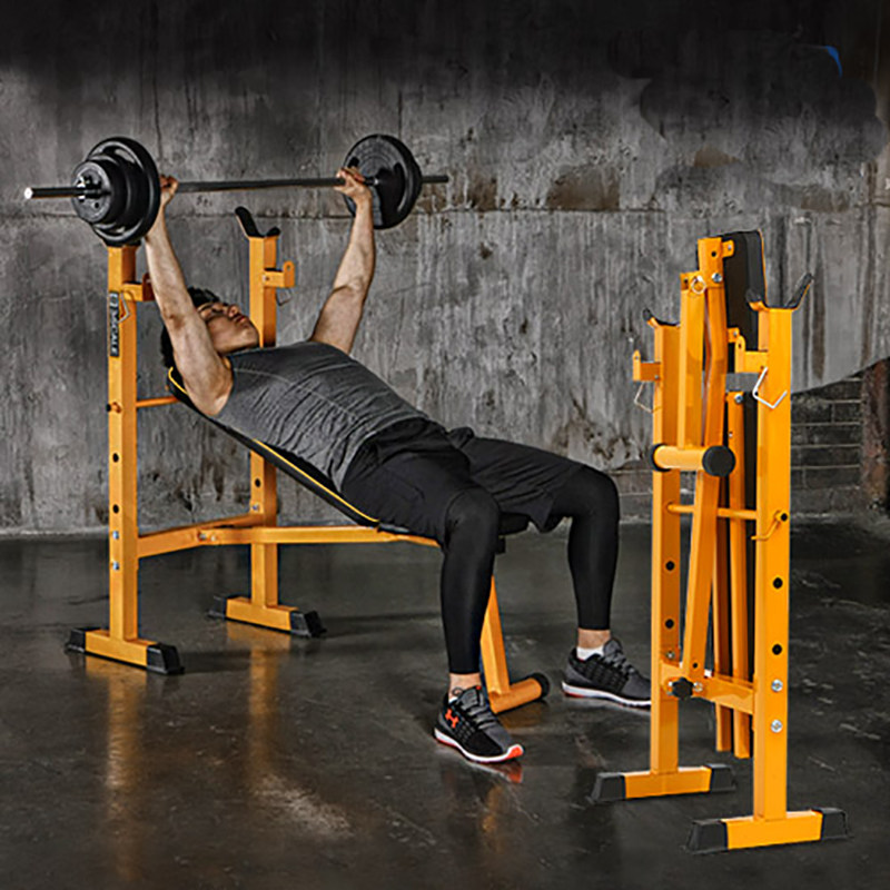 可折叠举重床 杠铃架卧推架杠铃套装 家用卧推床杠铃床健身器材_7折