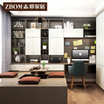 The overall wardrobe bookcase combination of the customized small bedroom bedroom in the Shibang family's floating window tatami is customized to be simple modern