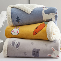 Double-layer blanket quilt thickened winter lamb velvet warm coral velvet sheets Flannel blanket Bed mat Bed