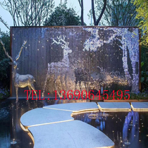 Stainless steel bevel high and low dense spell hexagonal mosaic puzzle indoor and outdoor high-grade villa garden landscape background