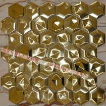 Metal hexagonal concave and convex mirror mosaic TV background wall Bathroom wall sticker Tile puzzle Entrance parquet