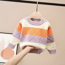 Baby knitted sweater color matching spring and autumn 2021 new Western style female boys children children pullover loose