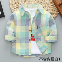 2021 Boys and girls long-sleeved shirt thin top baby jacket spring and summer childrens clothing baby plaid shirt spring and autumn