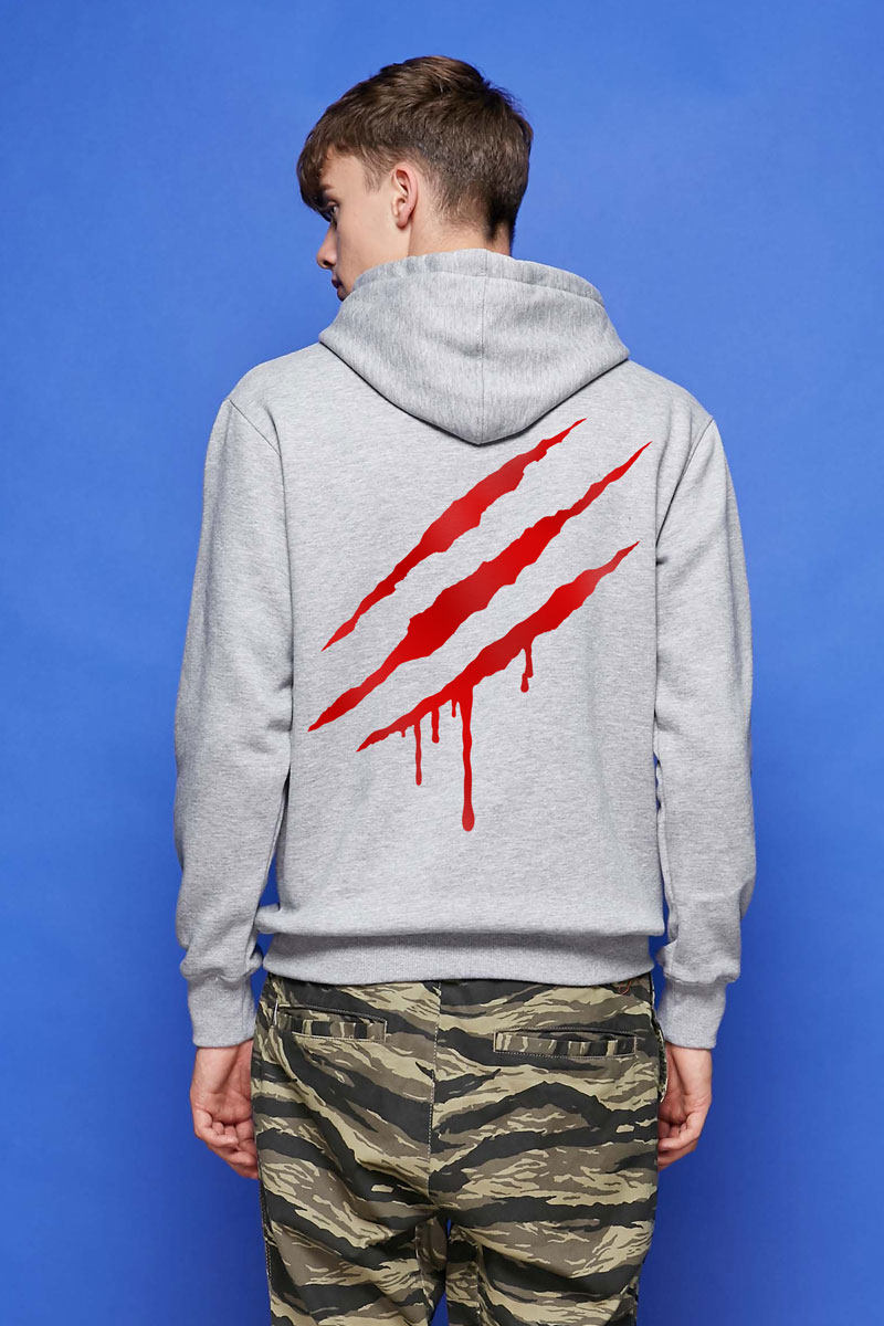 红韩个性抓痕卫衣连帽日韩潮男爪痕学生情侣装大码外套潮暗黑文化