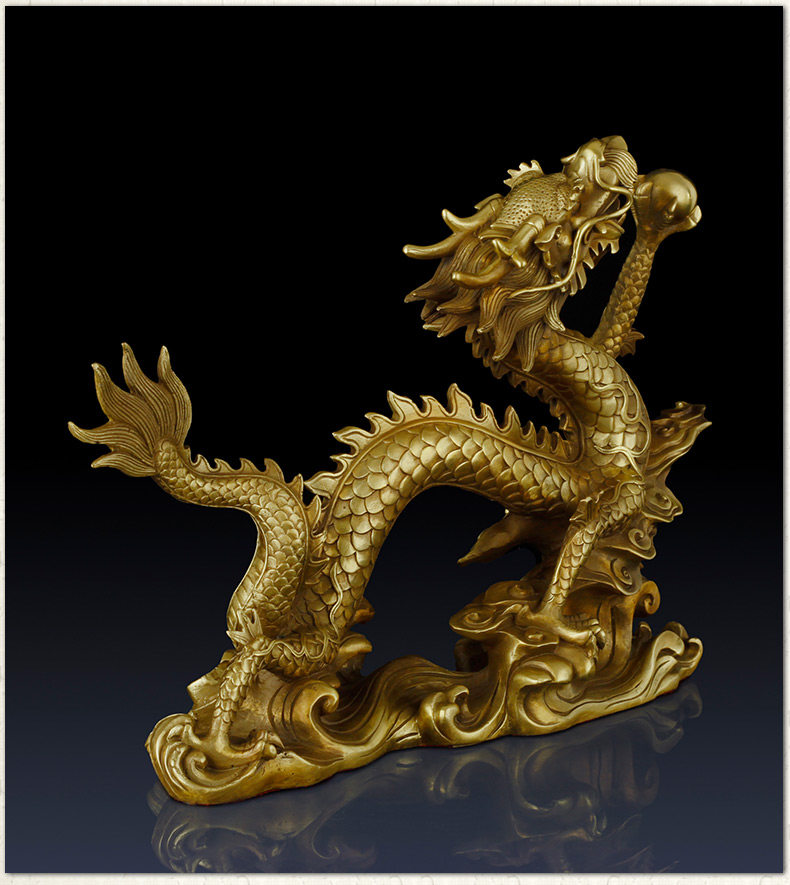 纯铜龙摆件腾飞龙办公室装饰品客厅摆件生肖龙工艺品招财铜龙礼品