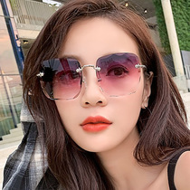 European and American fashion cut-edge sunglasses women frameless square gradient sunglasses personality Net red same glasses Europe and America
