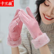 Gloves Lady Autumn Winter Warm Cute Students Winter Plus Suede Thickened Full Finger Riding Drive Touch-screen Gloves Female