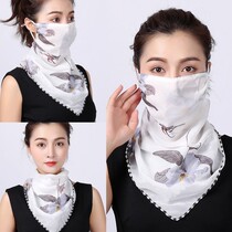 Sunscreen triangle Silk Scarf neck mask female summer breathable thin mask open cycling veil