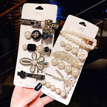 Net red ins retro bear hairclip Korean version of small fragrant wind side clip bangs Clip scissors one-character hair set