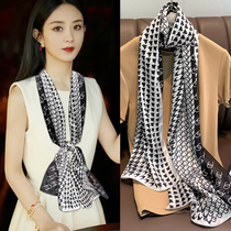 Silk scarf female Korean version of Joker spring and summer thin scarf sunscreen scarf foreign style decorative long scarf stewardess shawl dual use