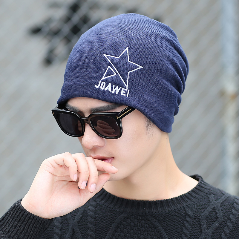 Men's pullover hat winter Korean version fashion ear protector hipster knitted sweater hat warm and thickened plus fleece hat winter