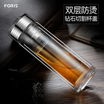 Furis borosilicate Crystal double glass Mens office high temperature resistant tea cup thick portable water Cup