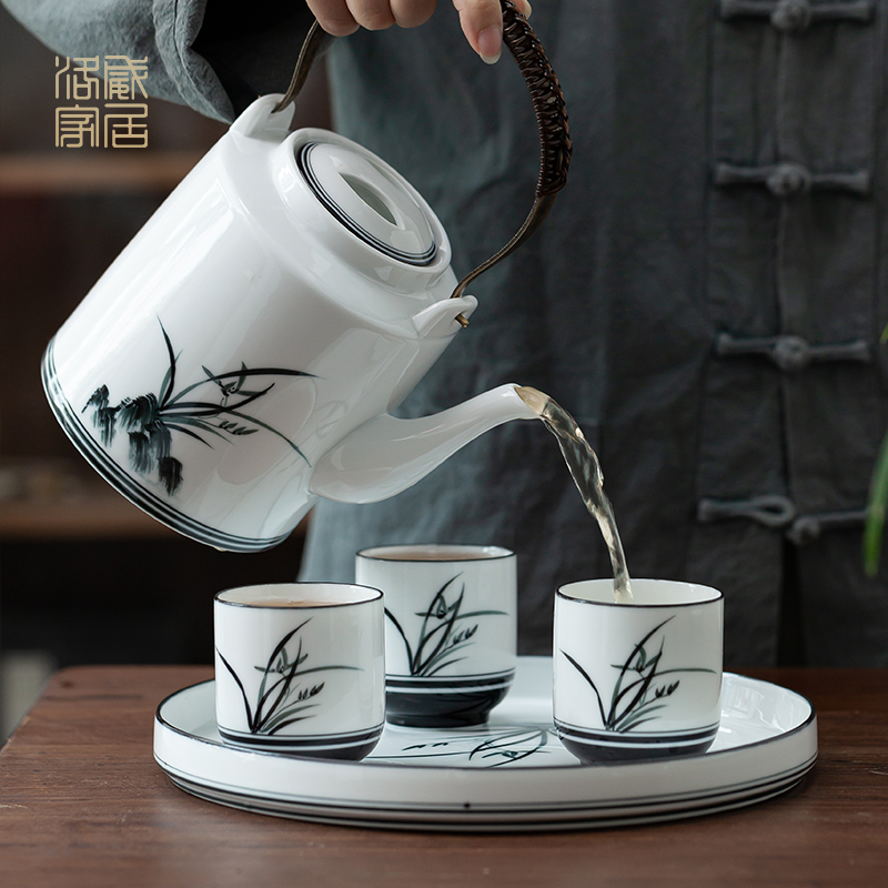 The Teapot, new hand - made orchid ceramic Teapot suit Chinese style style home filtration separation of tea pot