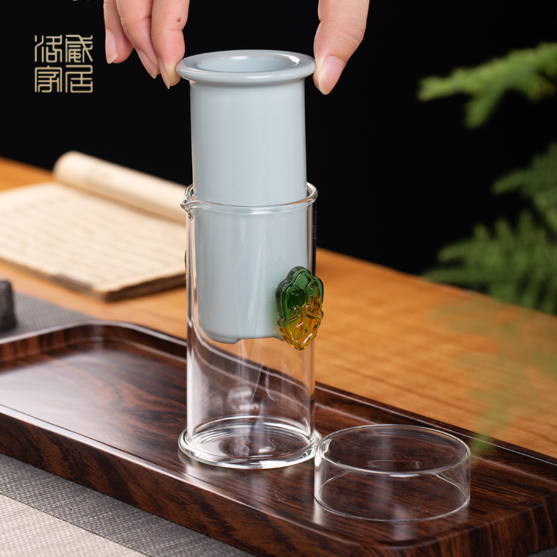 Crack, glass cup portable kung fu tea set jingdezhen your up hand grasp pot of tea cup tea separation