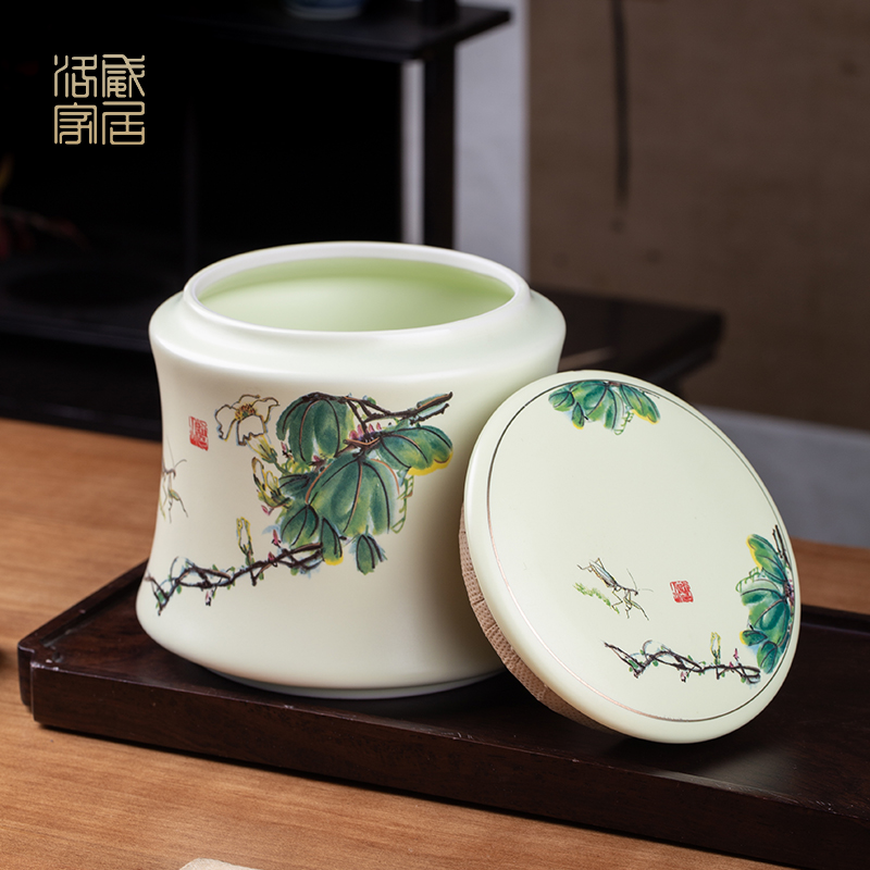 Blower, jingdezhen ceramic seal pot large white tea caddy fixings tea caddy fixings POTS and POTS of pu - erh tea pot