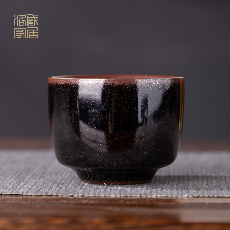 Jizhou up sample tea cup single cup red glaze, jingdezhen household kung fu tea set ceramic bowl cups masters cup