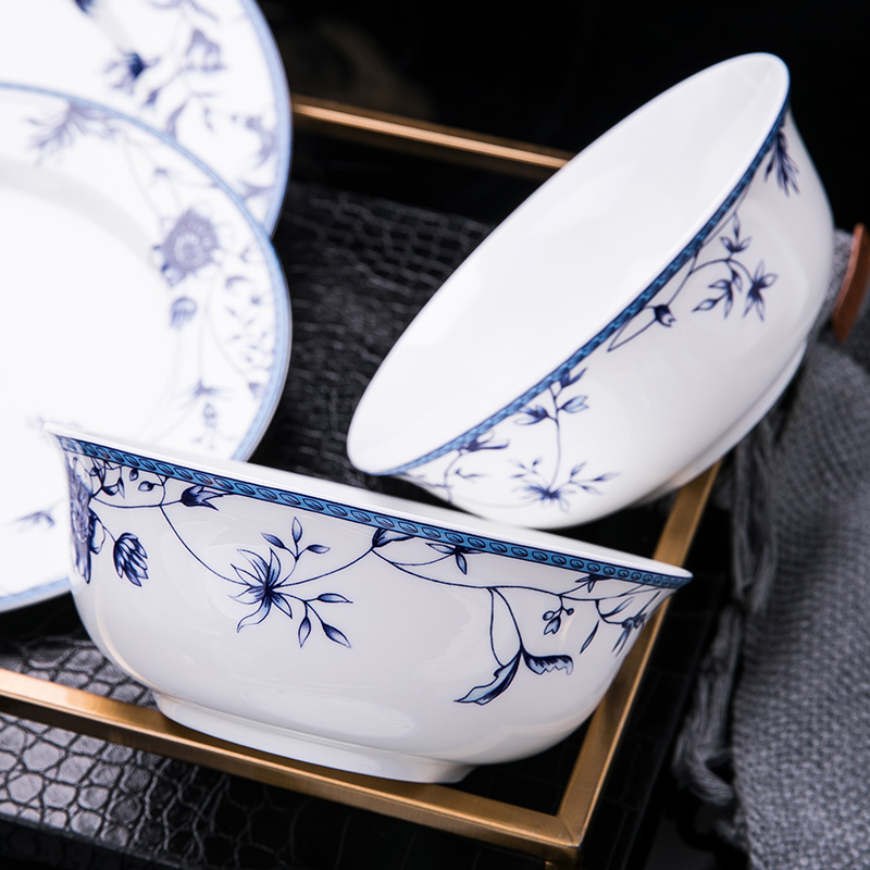 Blower, jingdezhen blue and white porcelain tableware ipads China Chinese dishes suit high - end gifts home dish bowl combination