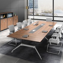 Conference table long table minimalist modern training large desk Easy long square inclined foot steel frame staff table and chairs combination