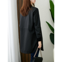 U home long baseball collar black windbreaker female 2021 Spring and Autumn New Korean version waist thin coat