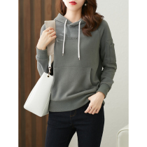 UJIA Joker sweater womens coat female hooded loose 2021 autumn lazy wind long sleeve green pullover top