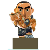 Original Fisherman Japanese Restaurant Round Carved Figure Sculpture FRP Resin Custom Creative Modeling Marketing Hotspots