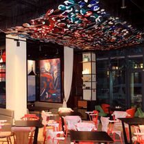 Original imitation ceramic plate ceramic glaze translucent restaurant club Sichuan restaurant Meichen decoration hanging abstract sculpture installation