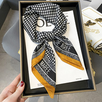 2022 spring and summer new emulated silk light thin section splicing square towel silk towels summer thin section 100 lap tying bag collar towels