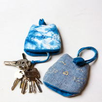 Blue sequel stained kitten calf key protection buckle cartoon series blue cotton linen men and women universal Jane about cute