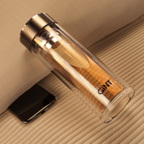 Jiate glass double-layer large capacity office tea cup male women high-grade household high temperature resistant water Cup 380ml