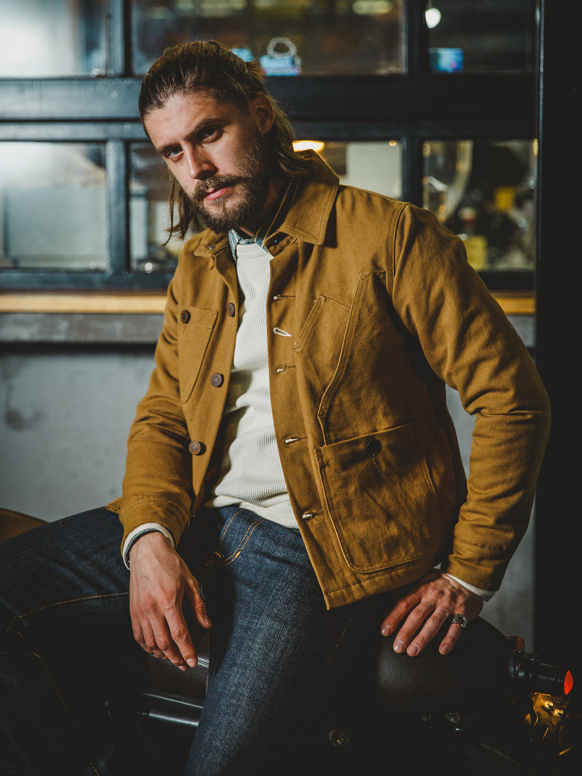 秋冬重磅帆布工装机车夹克,新美式复古硬汉风,粗犷不羁搭配的之选.