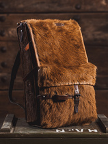 Swiss Army Edition World War II Horsehair Bag Mountain Corps Military Bag Backpack Retro Handmade Military Collection Vegetable Tanned Leather