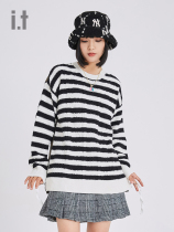 it izzue mens knitwear autumn trend personality fabric stitching striped sweater 4112F9D