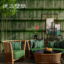 Chinese wallpaper antique green bamboo retro restaurant classical theme hotel tea room homestay Zen wallpaper decoration