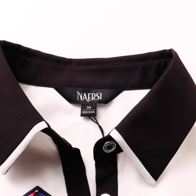 NAERSI/娜尔思2015夏装新款女装 上衣防晒雪纺衫夏印花长袖衬衫