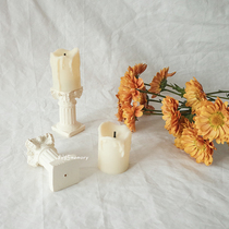 ins Japanese and Korean night lights LED electronic burning candles Roman do old Candlestick desktop ornaments shape photo props