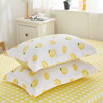 Cotton lemon pillowcases a pair of cotton printed single student cartoon yellow household pillowcases 48cmx74cm
