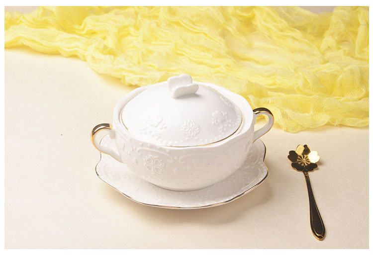 甜品家用金边碗燕窝ins碗北欧金色镶边碗1只养生粥碗盅欧式广告促