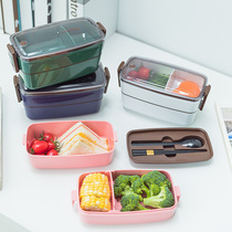 Double-layer lunch box Bento office workers Japanese fat reduction fitness portable divider lunch box heat-up microwave oven heating