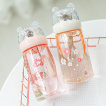 Cute shaking sound Net Red student plastic cup creative personality trend portable water Cup girl heart simple Forest Cup