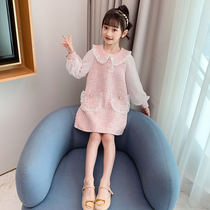 Next Balaba Girls' Korean Style Dress 2022 New Spring Autumn Chanel Style Girls Princess Dress Trendy