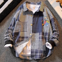Next Balaba Boys' Shirt 2022 Spring Autumn New Middle and Large Kids Korean Style Handsome Plaid Top Coat
