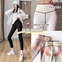 Latex Barbie pants 2021 autumn and winter New plus velvet shark pants high waist lifting hip thin leg lamb cashmere warm leggings