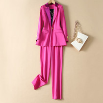 Fashion royal sister purple suit suit suit womens self-cultivation temperament formal suit jacket Foreign Air Age two-piece set