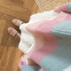 2020 Rainbow Candy Fairy Early Autumn Knitted Sweater Women's Mid-Length Lazy Style Sweater Loose Striped Sweater Women