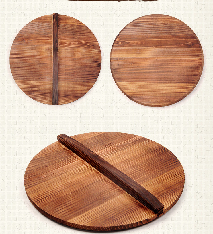 传统复古大气老式纯手工木制品杉木大小环保木锅盖白色定做包邮_5折