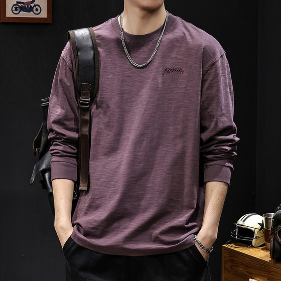 Bamboo joint cotton long-sleeved T-shirt men's 2025 new spring men's pure cotton inner bottoming clothes Spring and autumn trendy brand large size Bamboo joint cotton long-sleeved T-shirt men's 2025 new spring men's pure cotton inner bottoming clothes Spring and autumn trendy brand large size