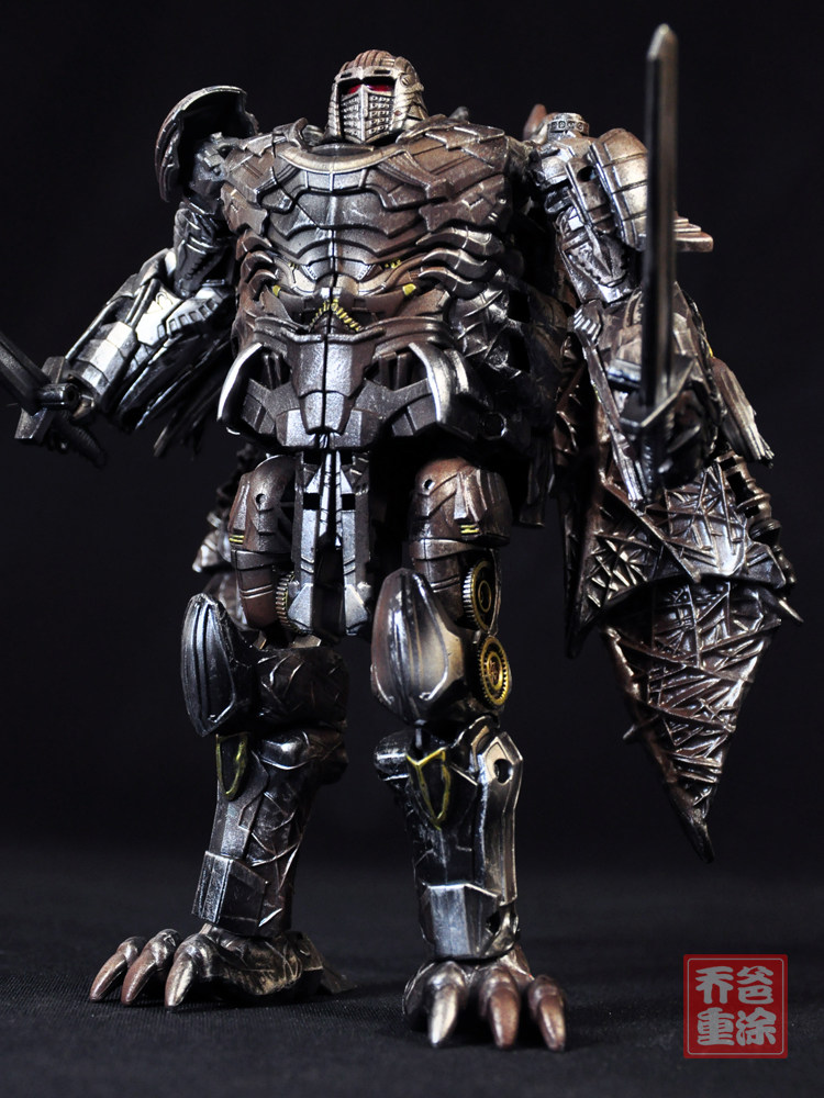 乔爸重涂变形金刚5电影孩之宝圆桌武士三头龙正版金属上色