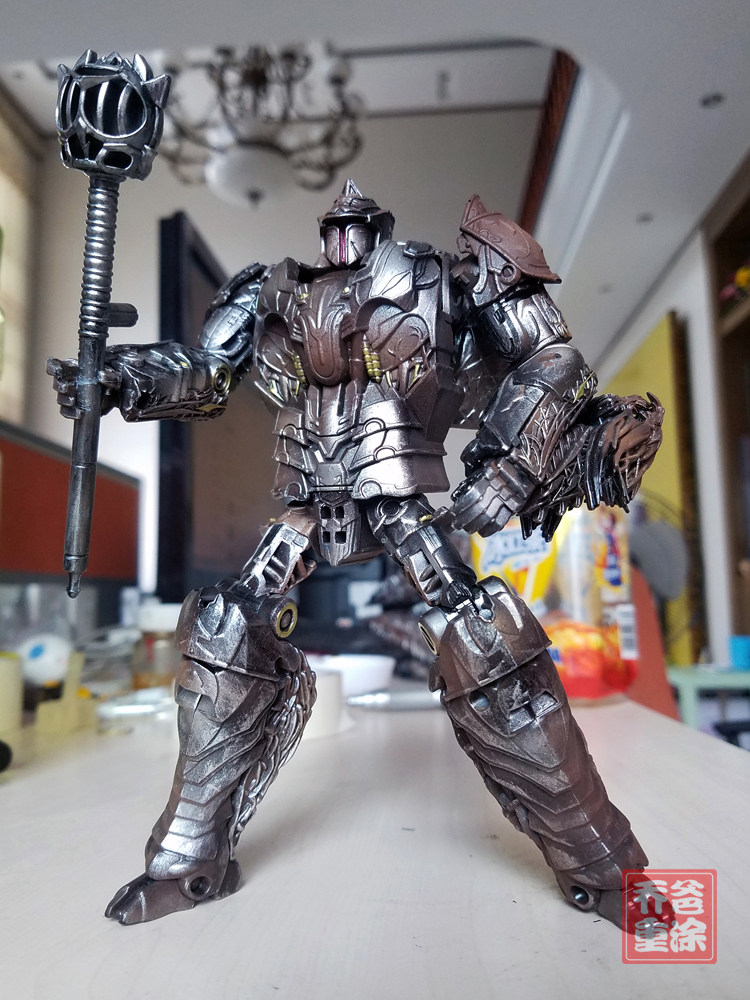 乔爸重涂变形金刚5电影孩之宝圆桌武士三头龙正版金属上色