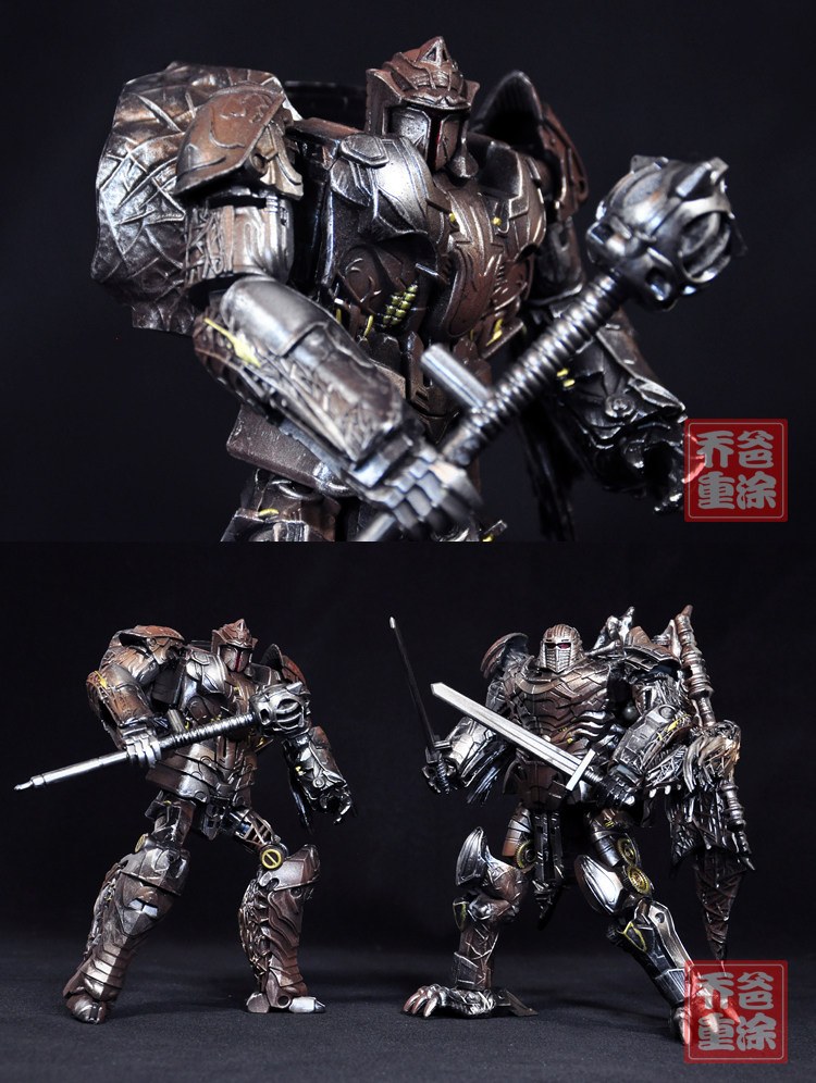 乔爸重涂变形金刚5电影孩之宝圆桌武士三头龙正版金属上色