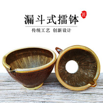 Old-fashioned beating bowl with holes hand-made potato lotus root bowl kitchen household beating bowl grinding bowl Tianma Tianqi grinding bowl